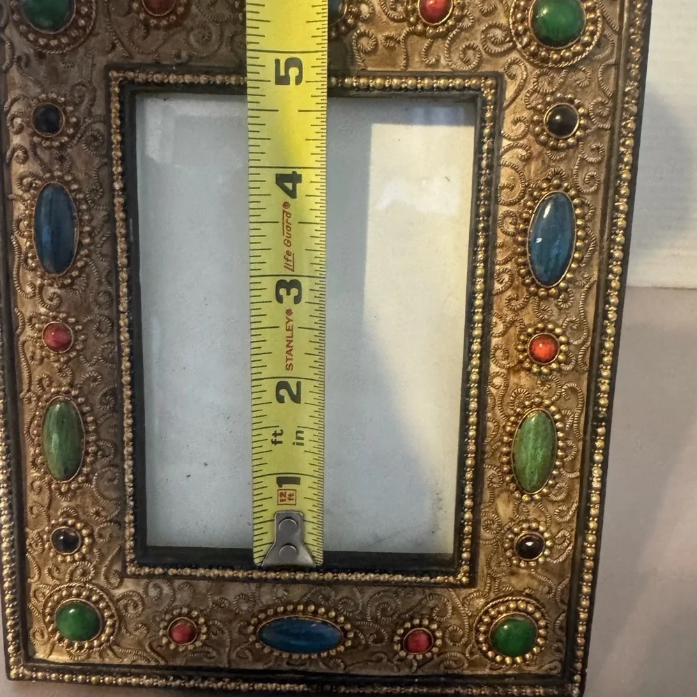 Elegant Gold and Multicolor Beaded Photo Frame